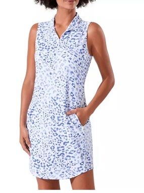 Tommy Bahama Dress White Beach Leopard IslandZone UPF 30 Golf Zip Small
